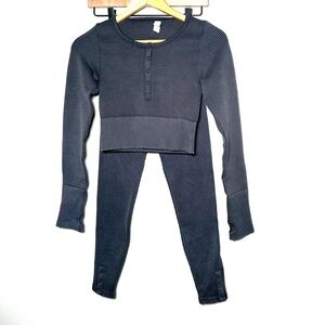 Aerie OFFLINE Thermal Waffle Crop & Legging Set